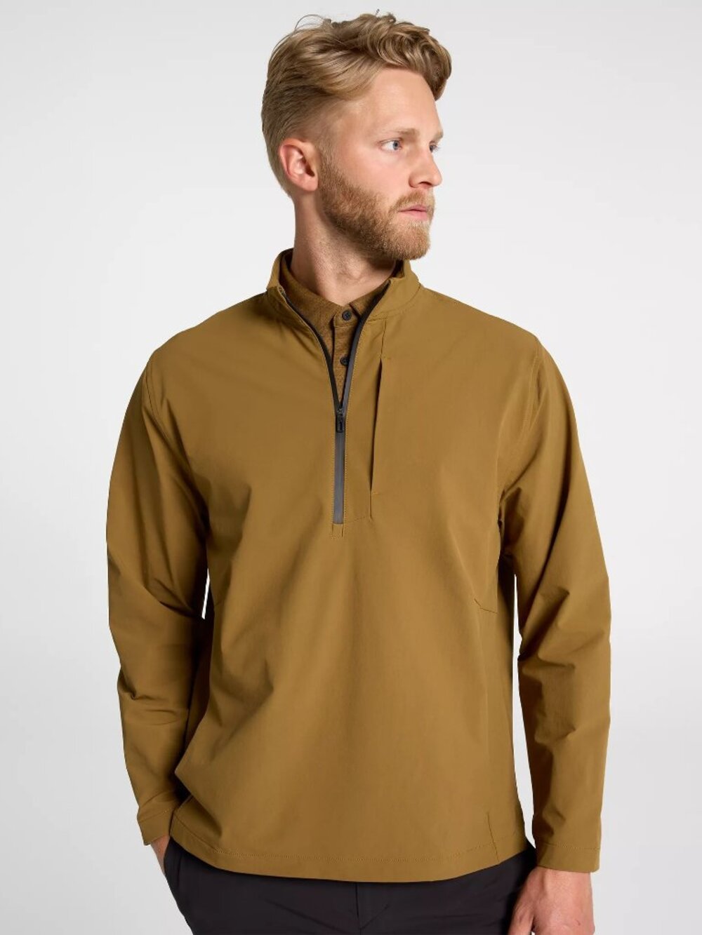 VRST Men's Woven 1/4 Zip Golf Pullover - Color: Brown Spice